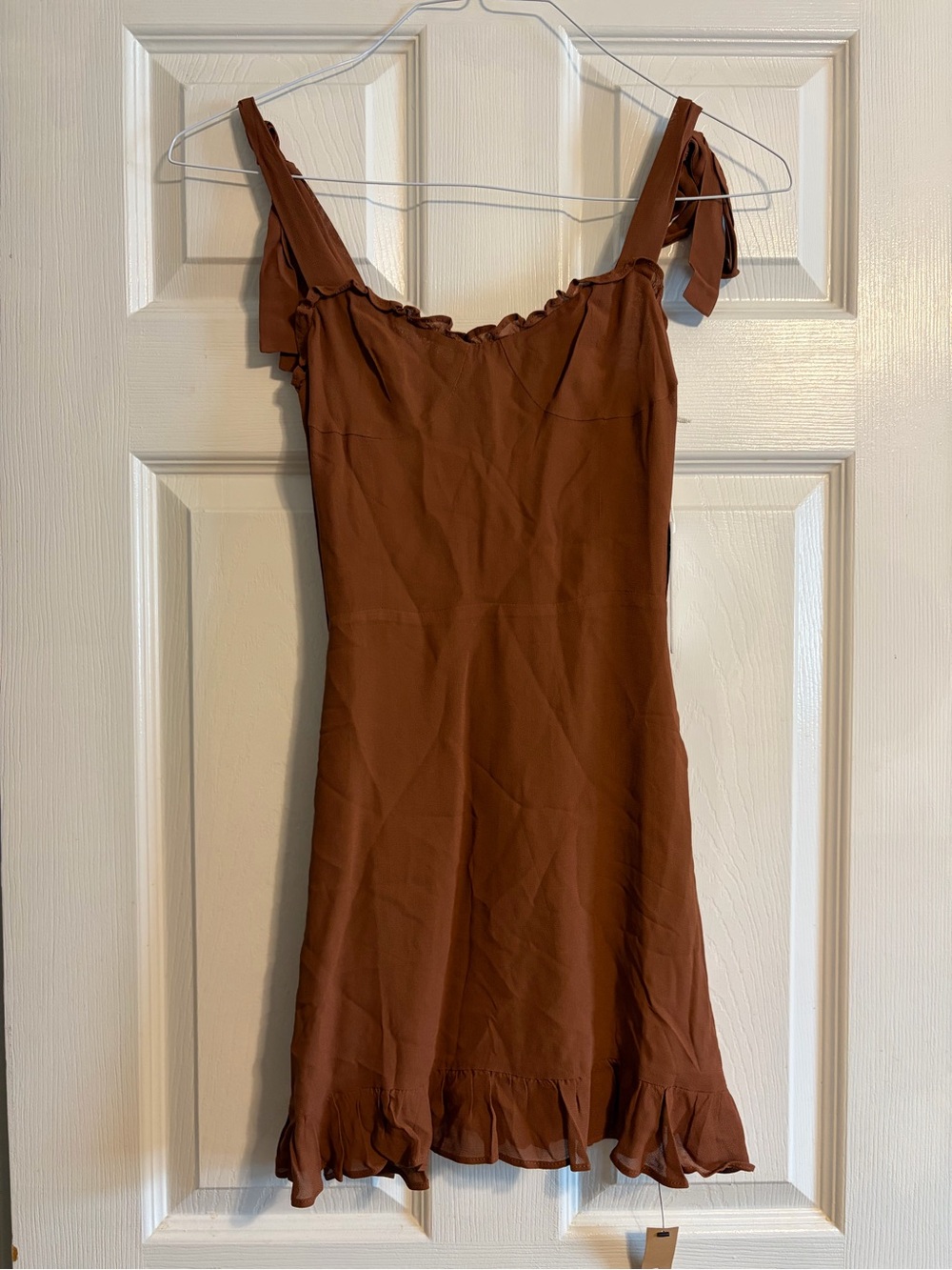 Reformation Christine Mini Dress Cinnamon Tie Strap Sweetheart Size 2 NWT